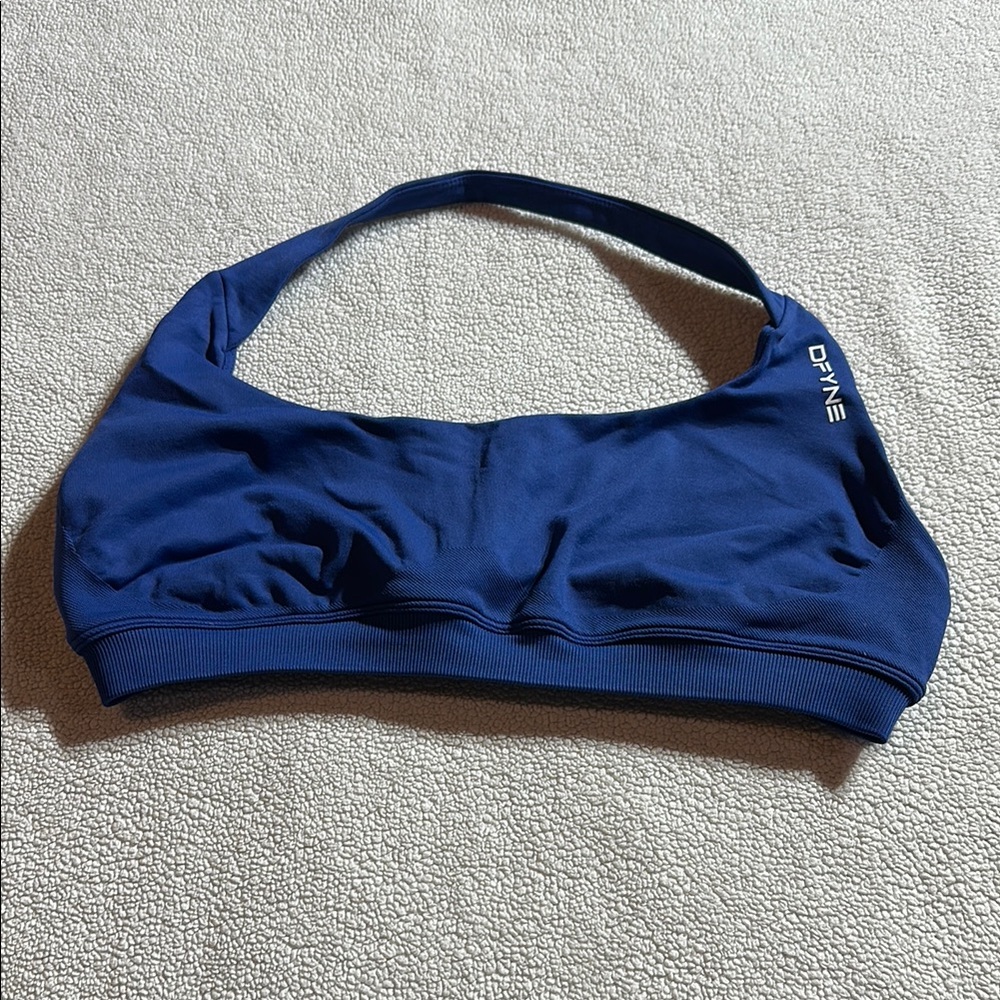 Blue Seamless Sports Bra with Scoop Neckline